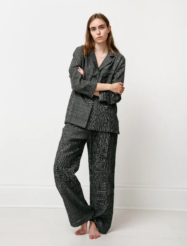 Women's Pyjama Set Black Grid Plaid