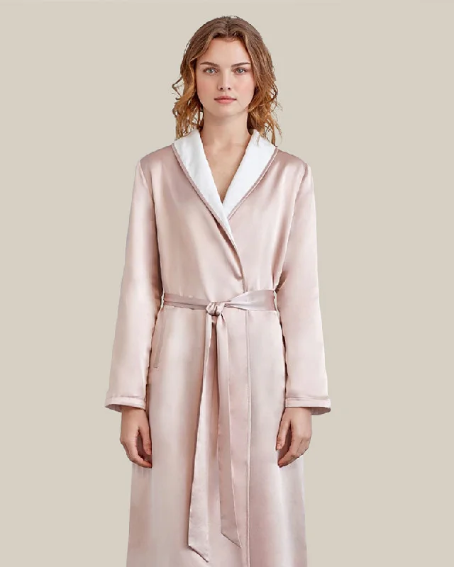 Silk and Velvet Reversible Robe for Winter Spa Robe Set