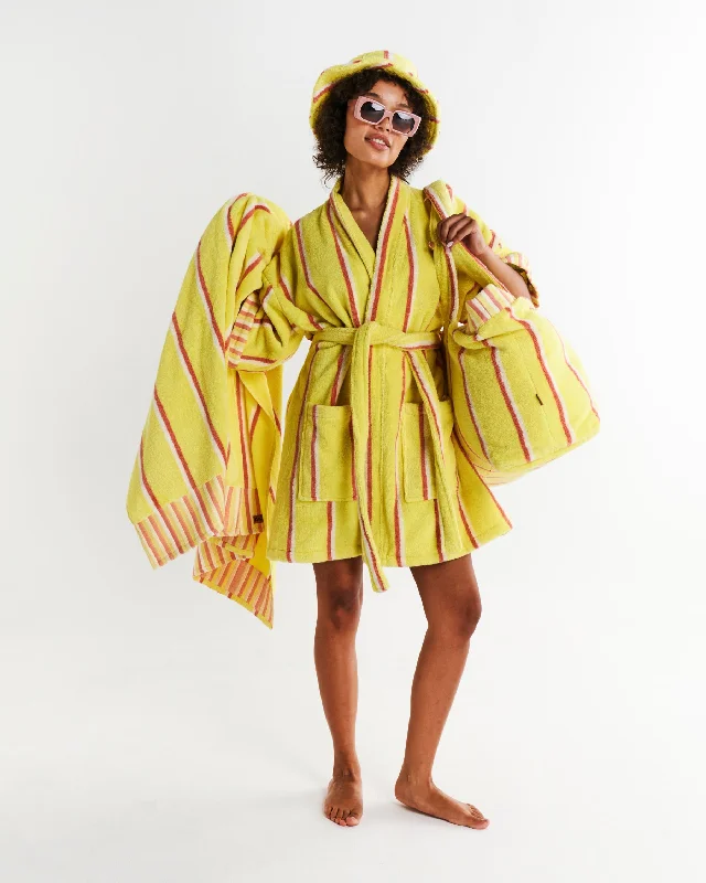 Pina Colada Stripe Terry Mini Bath Robe Bridal Night Robe