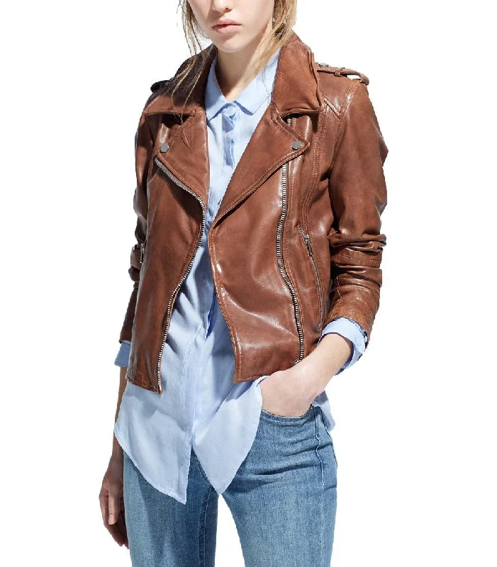 Women Admiry Biker Brown Leather Jackets