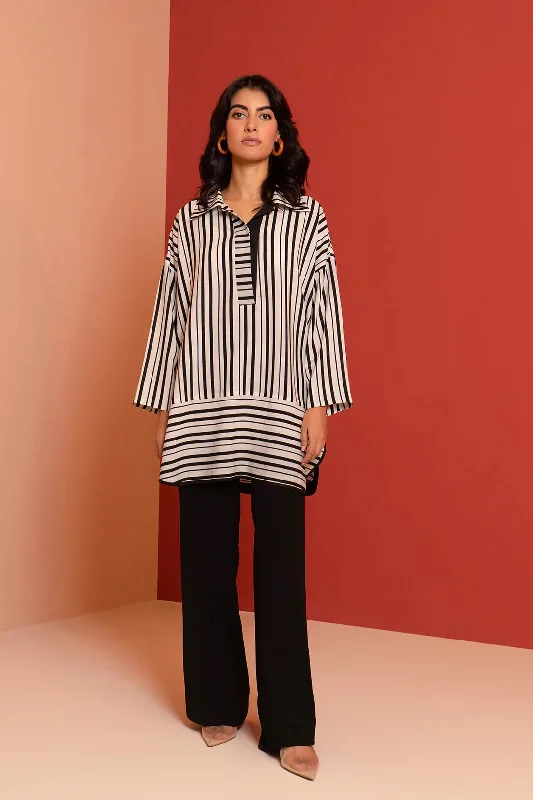 Women's Zebra Crossing Top And Pant Set - Rangnaari Lace Trim Robe