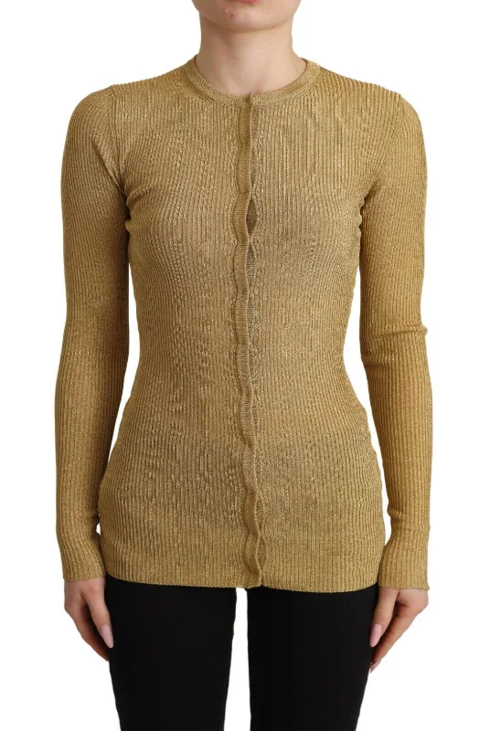 Glamorous Gold Snap-Button Cardigan