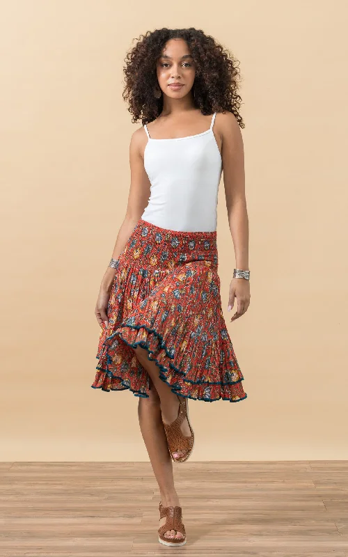 Macarena Skirt, Mini, Orange Floral