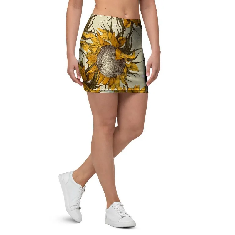 Vintage Sunflower Mini Skirt