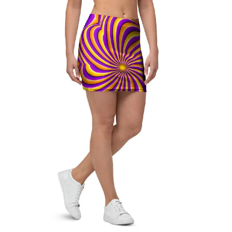 Yellow and purple spin illusion. Mini Skirt