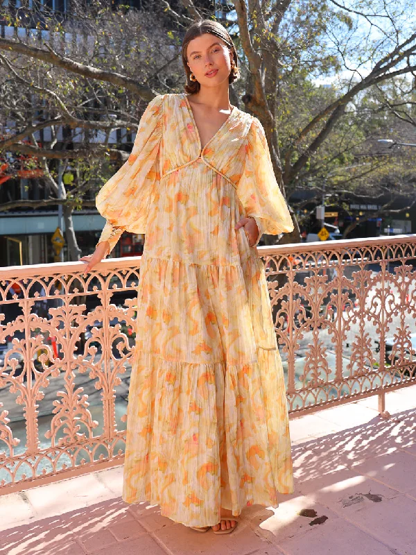 Acler Redford Maxi Dress in Ochre Cloud