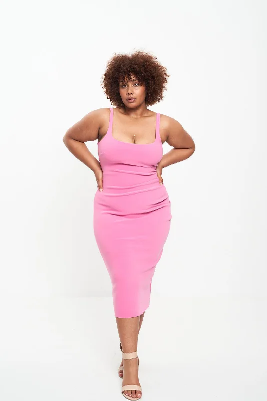 KARINA TUCK MIDI DRESS (PINK)