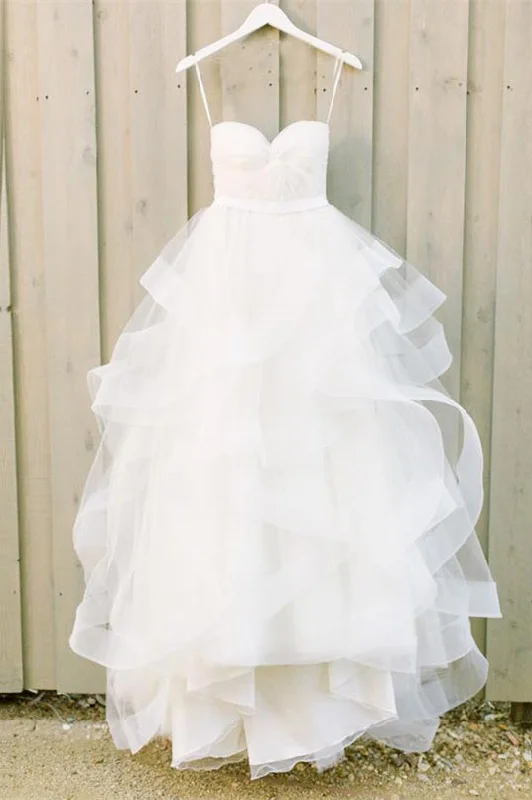 Modern Sweetheart Ruffles Tulle A-line Wedding Dress Bride Gowns WD-70970