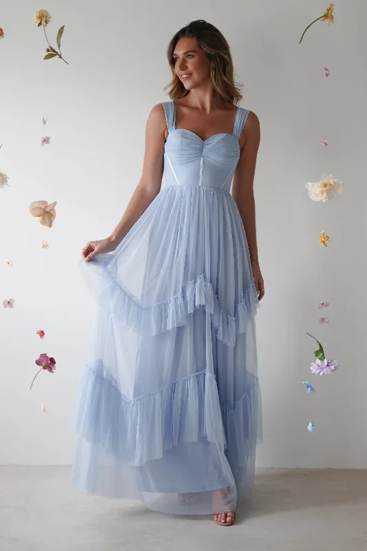 Palama Shimmer Tulle Maxi Dress | Blue