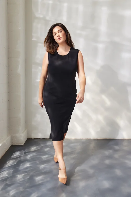 Plus Size Stretch Deco Crepe Sheath Midi Dress