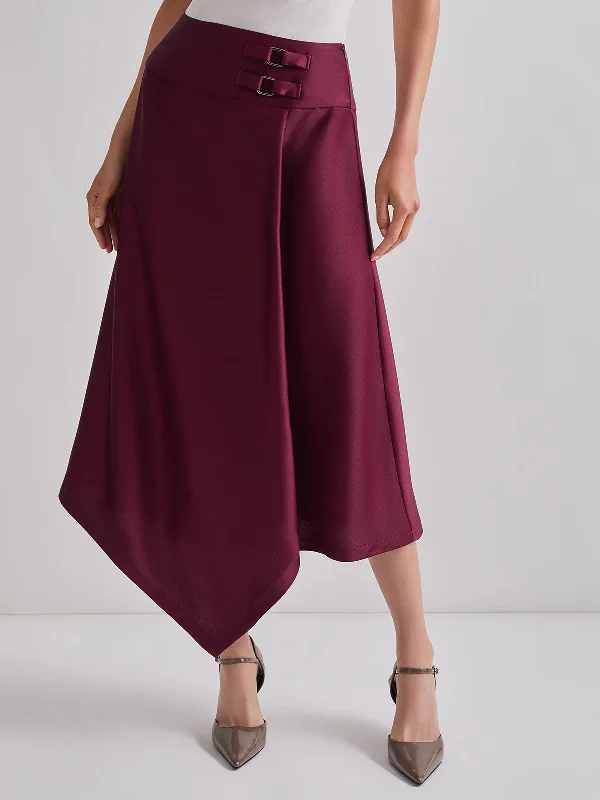 Asymmetrical Crepe de Chine Maxi Skirt