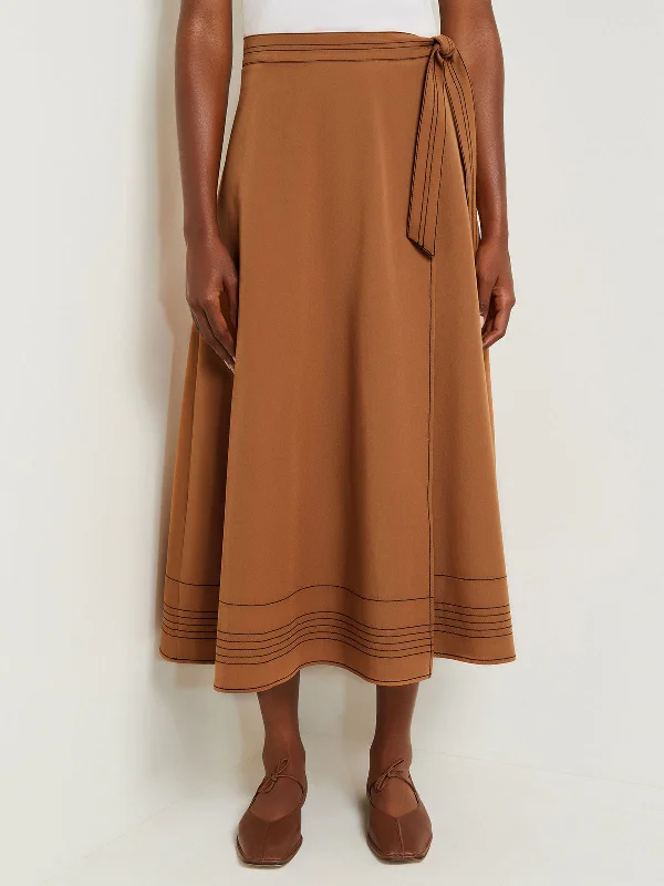 Maxi Wrap Skirt - Contrast Stitch Woven Twill