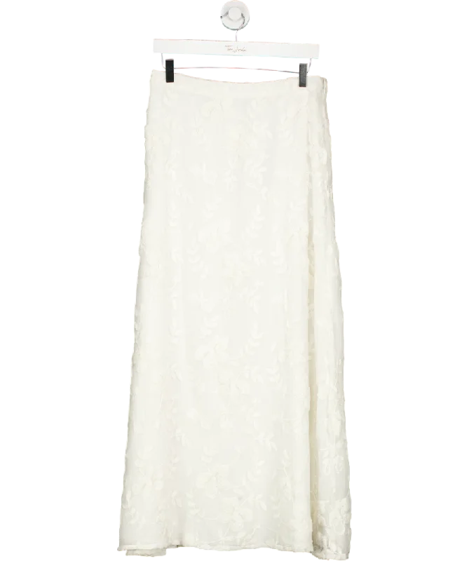 NA-KD White Embroidery Maxi Skirt UK 8