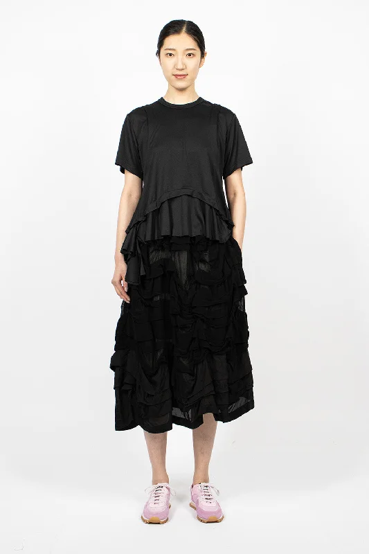 Pleated Panel Skirt Black