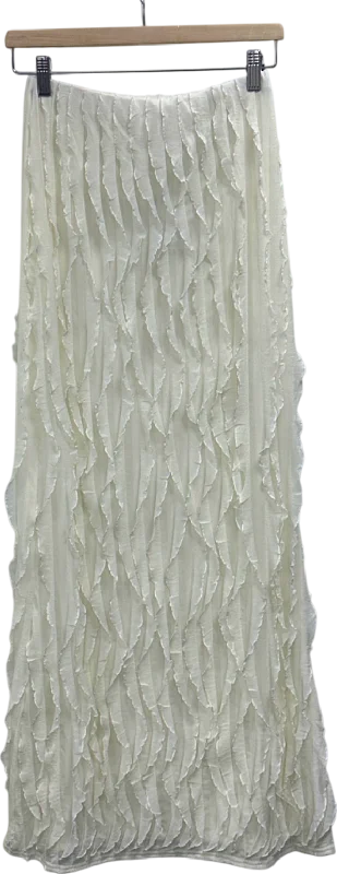 Public Desire Cream Ruffled Detail Maxi Skirt UK 10