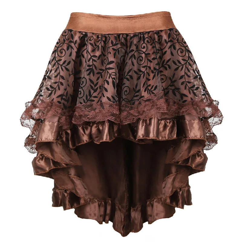 Amy Fashion - Sexy Steampunk Lace Floral Skirt