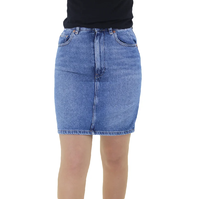 Women's Plain Denim Skirt,Blue