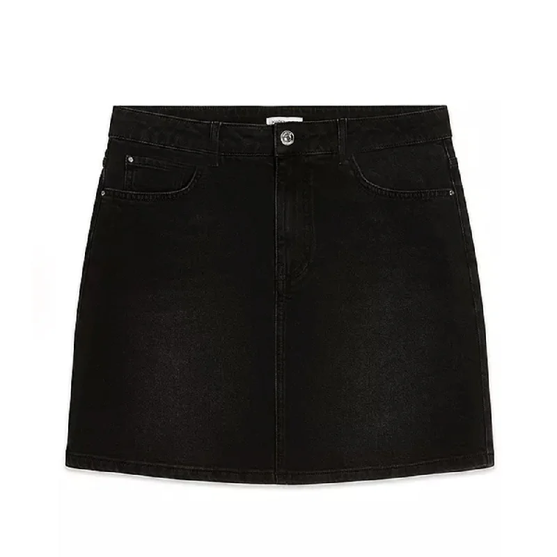 Women's Denim Plain Skirt,Black