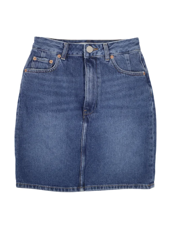 Women's Washed Denim Skirt,Blue