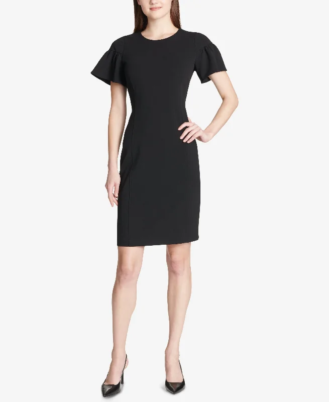 Calvin Klein Ruffled Sleeve Sheath Dress