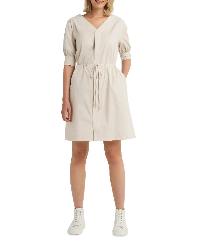 H Halston Womens Button Dress