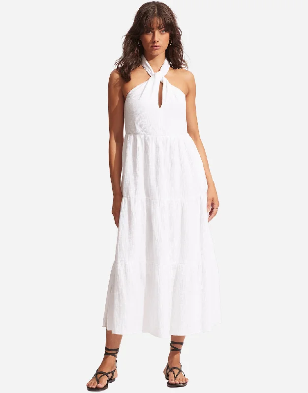 Halter Neck Dress - White