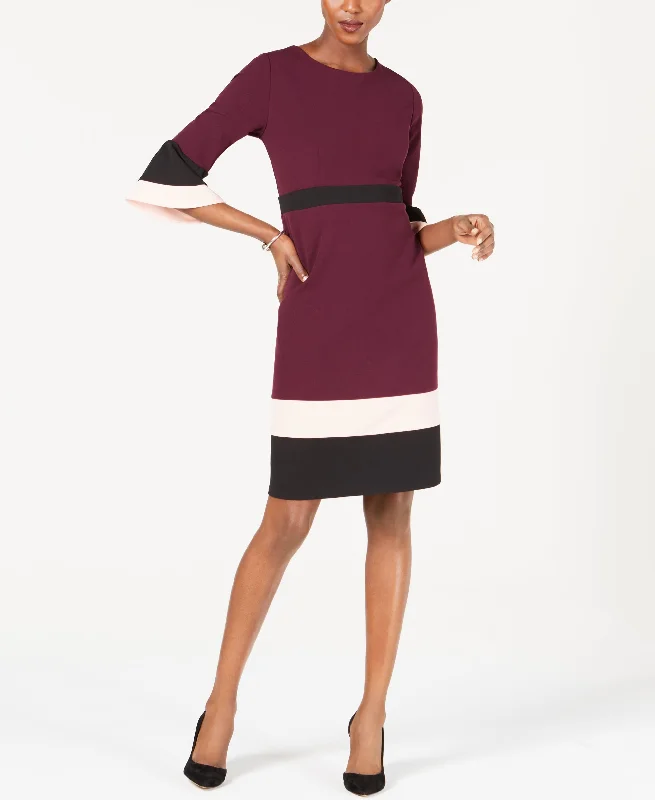 NY Collection Petite Colorblocked Bell Sleeve Dress