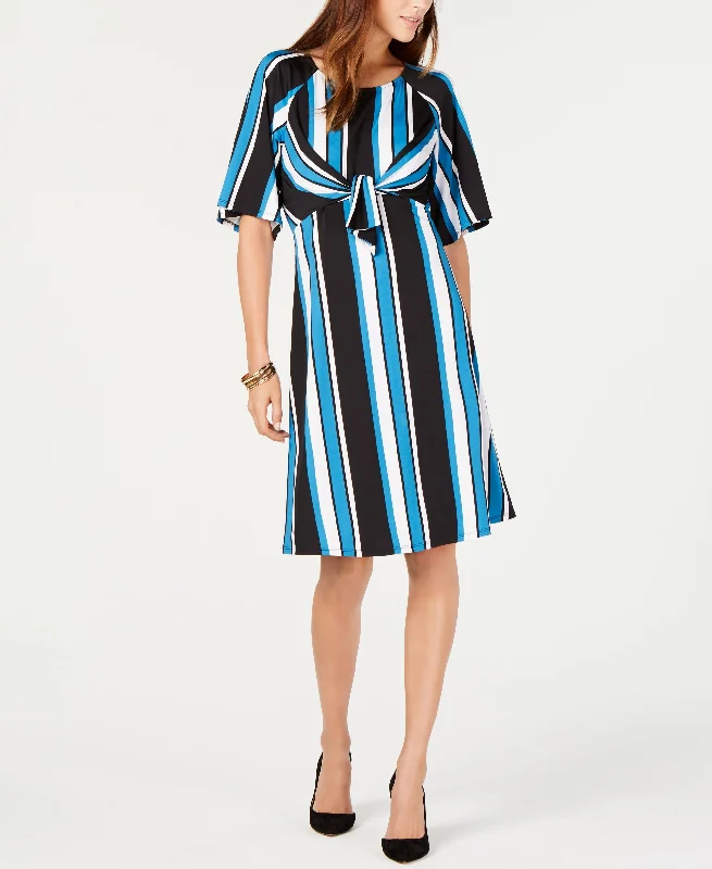 NY Collection Petite Striped Tie Front Dress