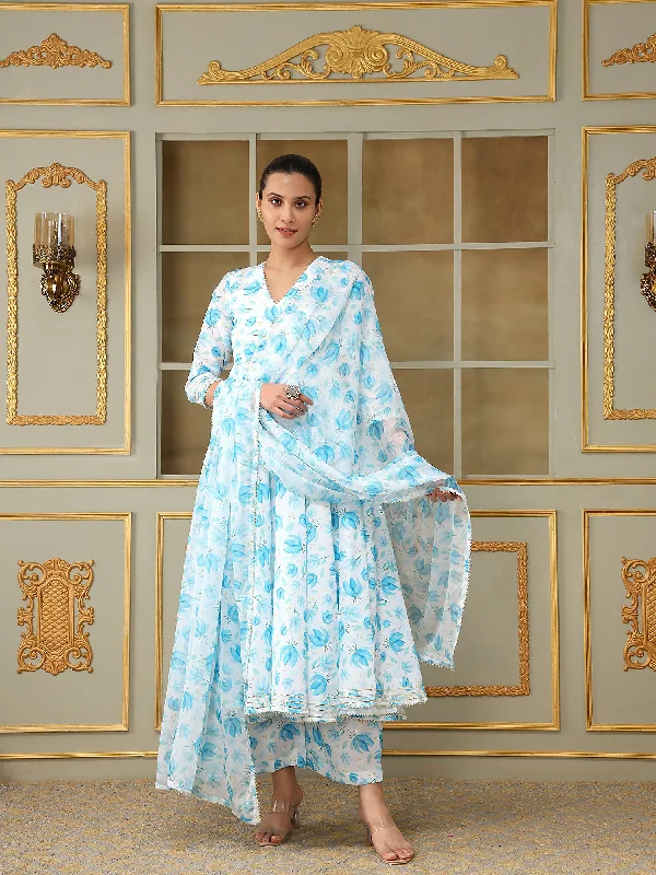 Pomcha Jaipur Blue Saadgi Blue Phool Anarkali Set