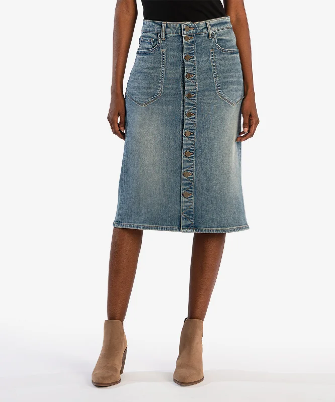 Rose Denim Skirt - Majestic Wash