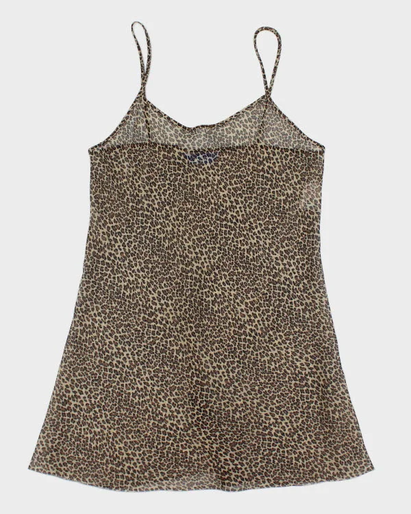 Y2k 00s Body Chat Leopard Mesh Slip Dress - L