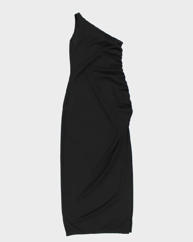 Y2k 00s Now One Shoulder Black Ruched Dress - S