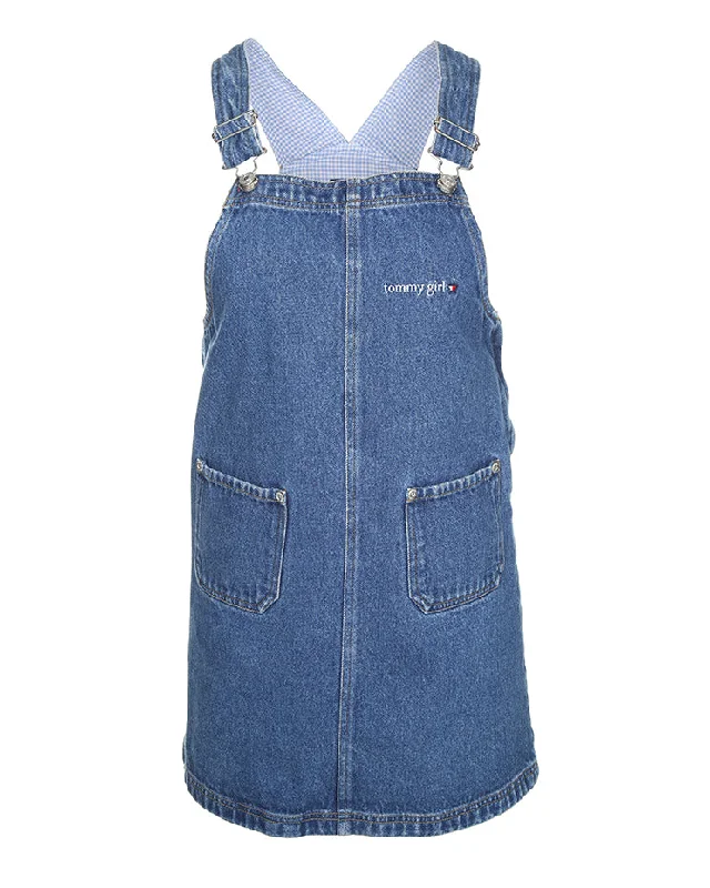 00s Tommy Hilfiger dark blue wash dungaree denim dress - XXS