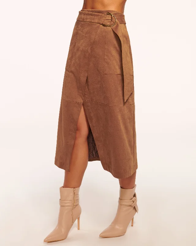 Delphia Faux Suede Midi Skirt