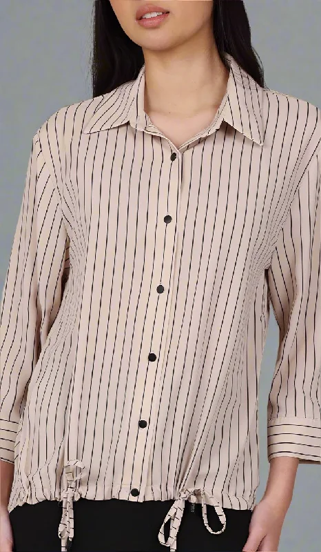 Parvin Pinstripe Button-down Shirt - Mocha - Final Sale