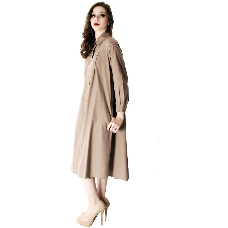 Vintage Vuokko Cotton Shirt Dress Tent Dress Taupe S Coat Dress Neutral