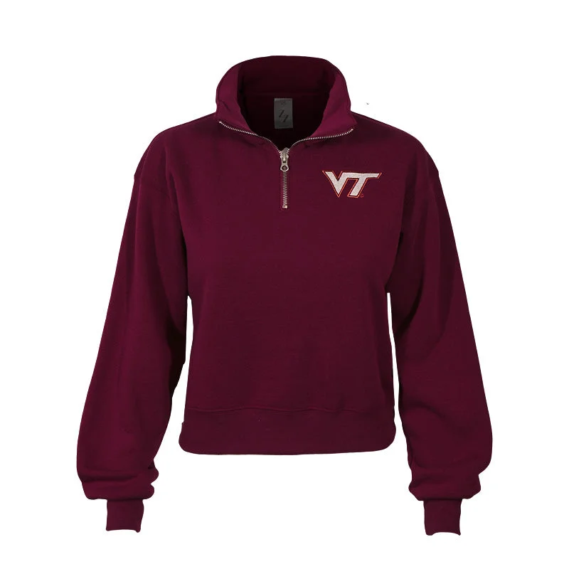 Virginia Tech Women's Cropped Quarter Zip Sweatshirt: Maroon