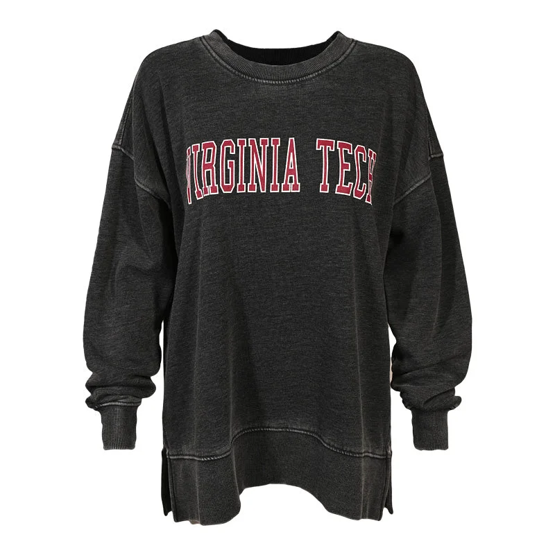 Virginia Tech Women's High Low Tunic Crew Sweatshirt: Charcoal