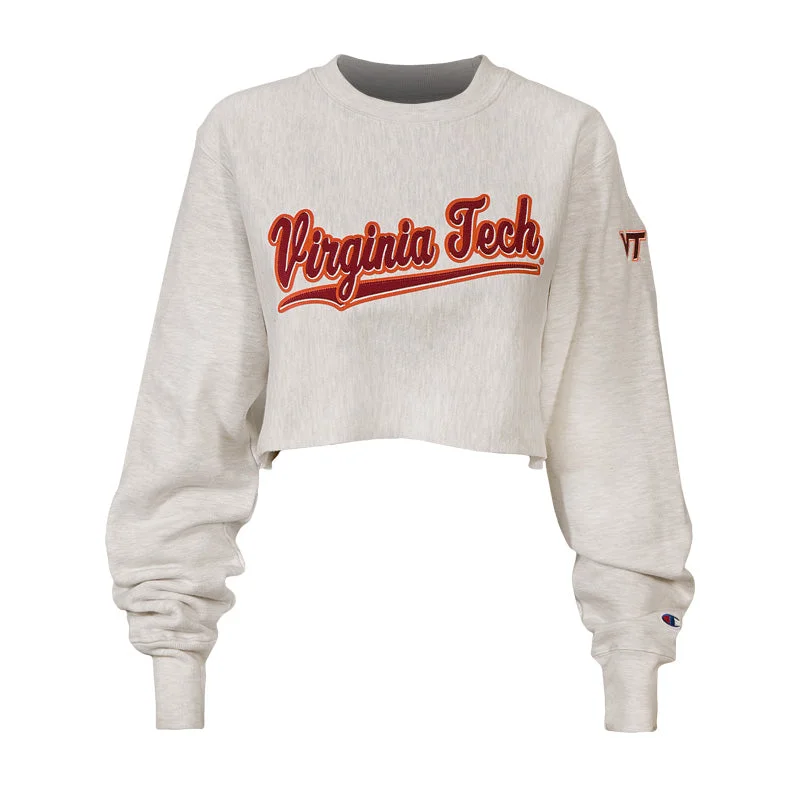 Virginia Tech Women's Reverse Weave Cropped Crew Sweatshirt by Champion