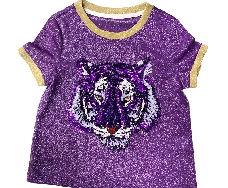 Purple Tiger Two Tone Glitter Tee