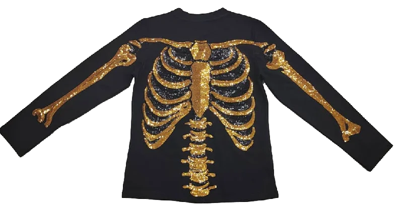 Sparkly Skeleton Tee - Black and Gold