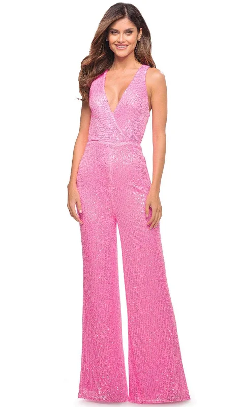 La Femme - Sleeveless Sequin Jumpsuit 30811SC