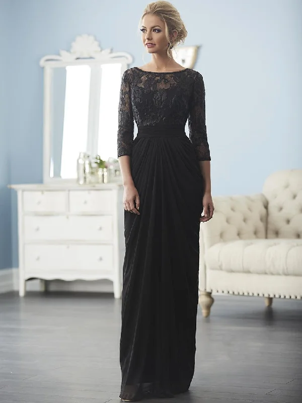 Christina Wu Elegance Lace Quarter Length Sleeve Chiffon Gown 20236 - 1 pc Navy In Size 20 Available