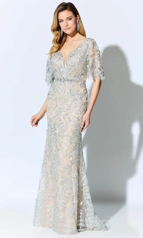 Ivonne D - Short Sleeve Lace Evening Dress ID905