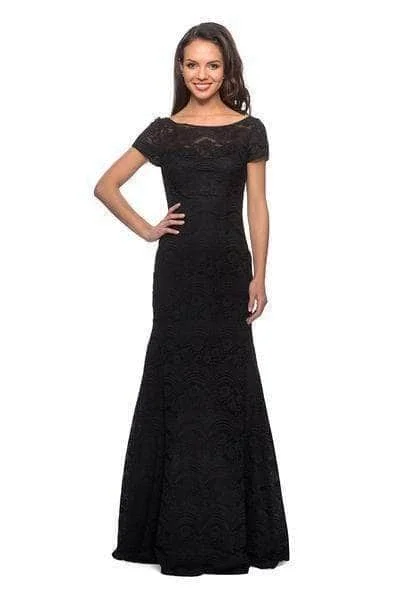 La Femme - 26875 Lace Bateau Neck Trumpet Dress