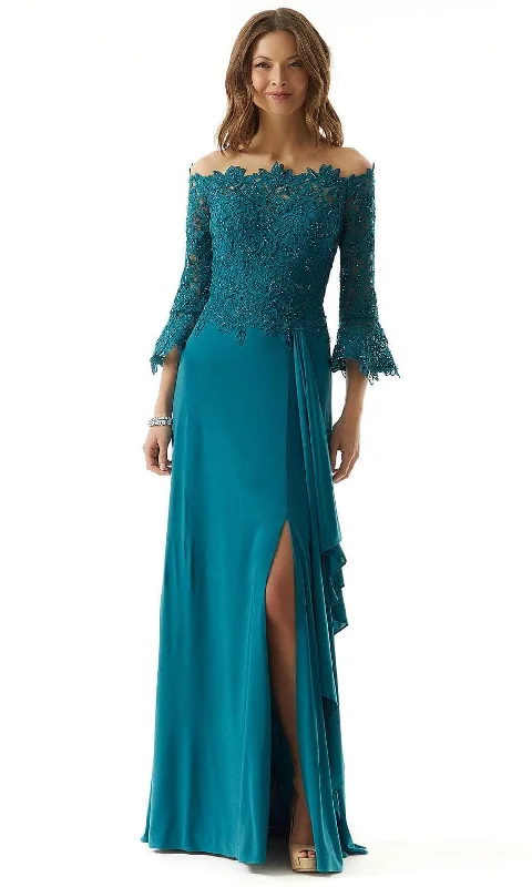 MGNY by Mori Lee 73028 - Bell Sleeve Lace Evening Dress