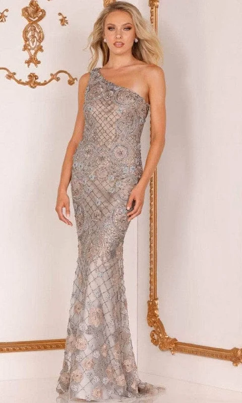 Terani Couture 2111E4733 - Metallic Lace Evening Gown