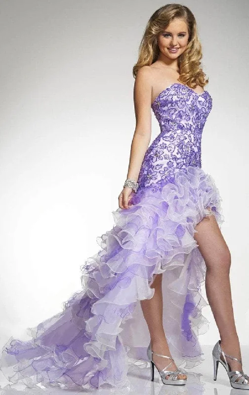 Tiffany Homecoming - Strapless Lace Ruffled Prom Dress 16016 - 1 pc Lilac/Ivory in Size 12 Available