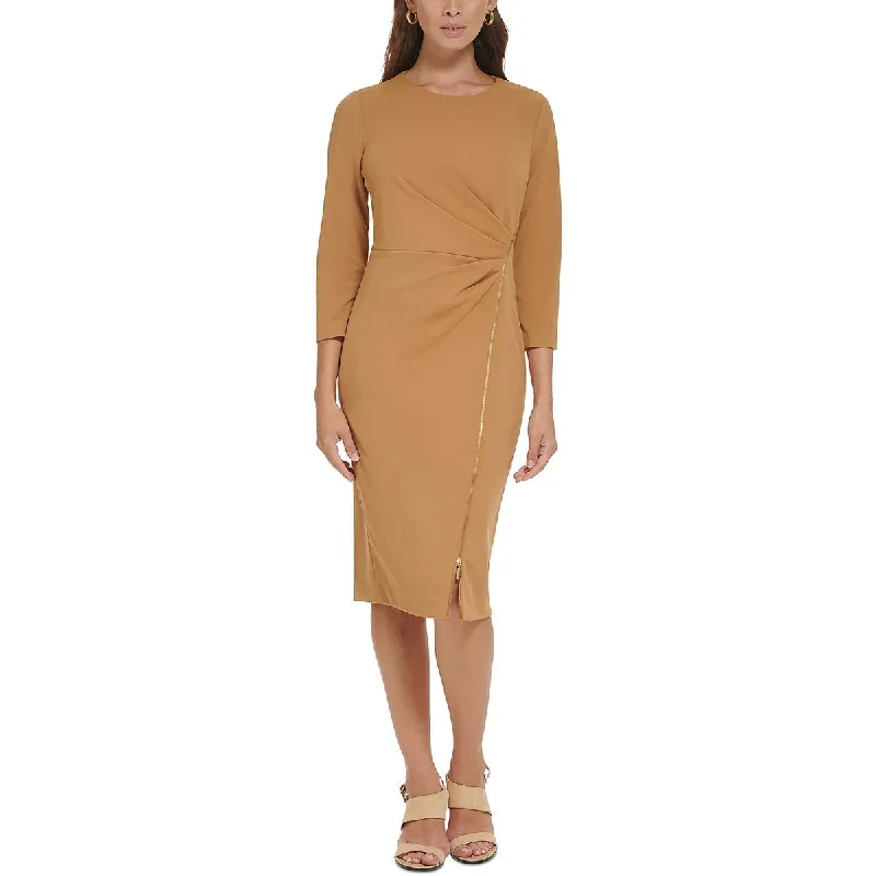 Calvin Klein Womens Gathered Knee Bodycon Dress